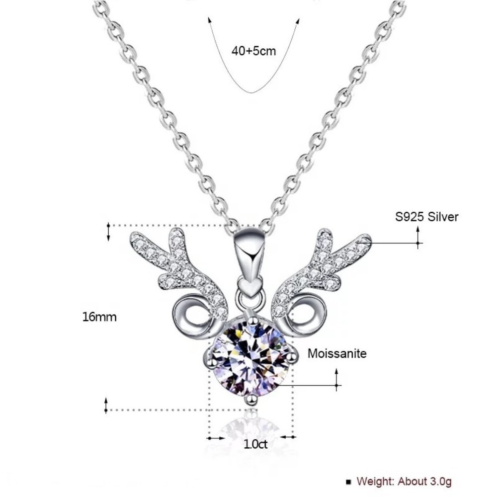 Certified 1ct. t.w. Diamond Elk Necklace 18k White Gold over Italy Silver - Picture 6 of 16